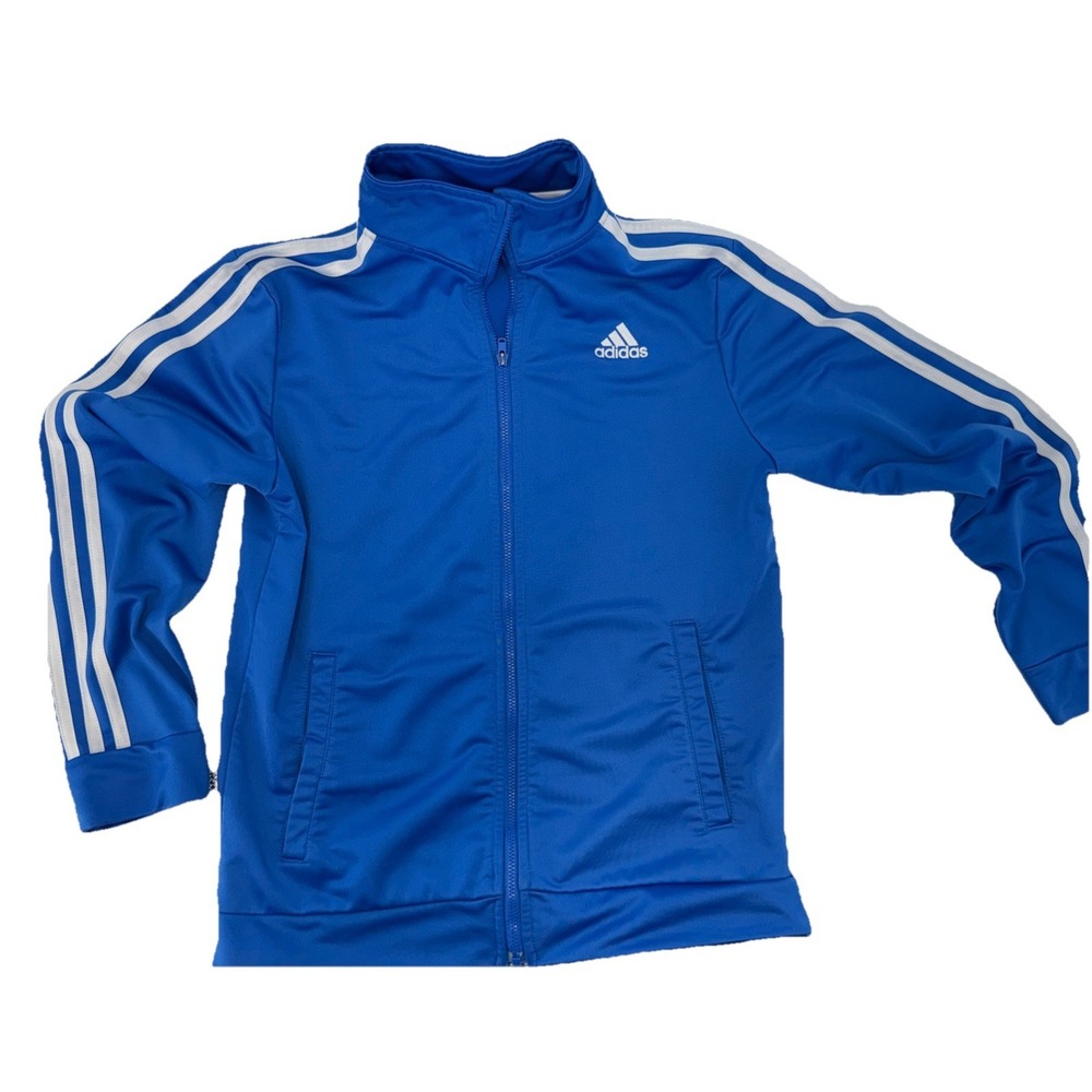 2017 Adidas Youth Track Jacket  Jr Sz‎ L 14 16 Royal Blue 3 Stripes Zip Up Sport